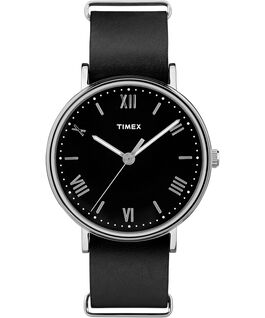 Southview 41mm Leather Watch Silver-Tone/Black large