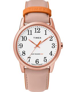 Easy Reader Color Pop 38mm Leather Strap Watch Rose-Gold-Tone/Pink/White large