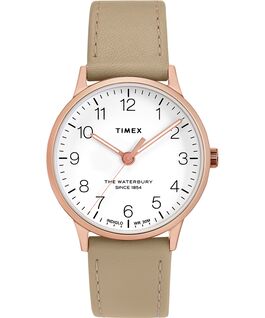 Waterbury 36mm Classic Leather Strap Watch Rose-Gold-Tone/Tan/White large