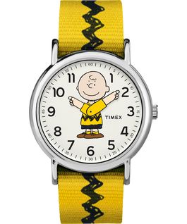 Charlie Brown 38mm Nylon Strap Watch  Silver-Tone/Yellow/White large