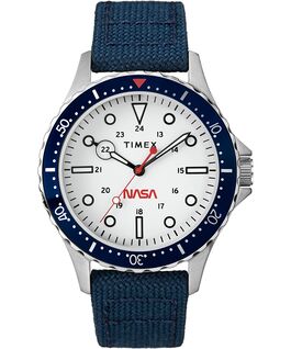 Navi XL Featuring NASA on the Dial 41mm Fabric Strap Watch Stainless-Steel/Blue/White large