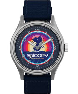 Timex x Space Snoopy MK1 Steel 40mm Fabric Strap Watch Silver-Tone/Blue large