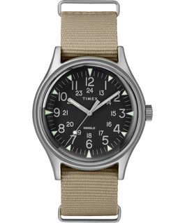 MK1 Aluminum 40mm Nylon Strap Watch Silver-Tone/Tan/Black large