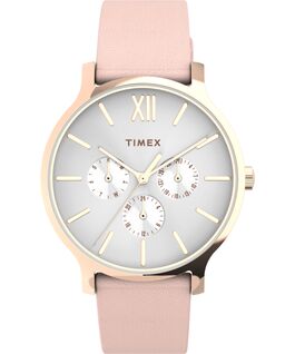 Transcend Multifunction 38mm Leather Strap Watch Rose-Gold-Tone/Pink/White large