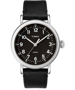 Standard mit Lederarmband, 40 mm Silberfarben/schwarz large