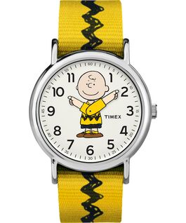 Charlie Brown 38mm Nylon Strap Watch  Silver-Tone/Yellow/White large