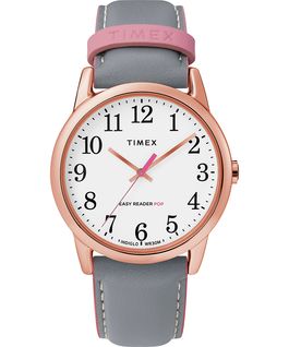 Easy Reader Color Pop 38mm Leather Strap Watch Rose-Gold-Tone/Gray/White large