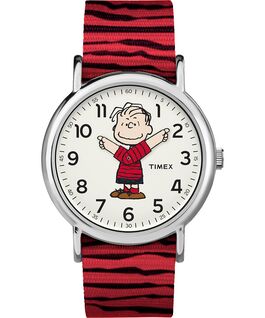 Linus 38mm Nylon Strap Watch Silver-Tone/Red/White large