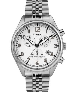 Waterbury Traditional Chronograph mit 3 Ziffernbl&auml;ttern und Edelstahlarmband, 42&nbsp;mm Edelstahl/wei&szlig; large