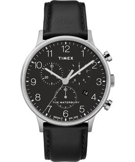 Waterbury-40mm-Classic-Chrono-Leather-Strap-Watch Stainless-Steel/Black large