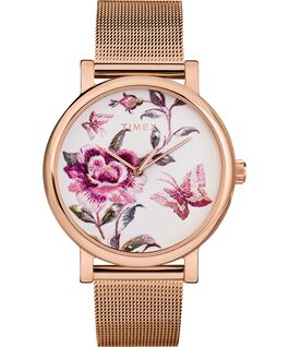 Full Bloom Armbanduhr Milanaisearmband, 38 mm Ros&eacute;goldfarben/rosa large