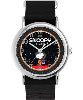 Timex x Space Snoopy Weekender 38mm Fabric Strap Watch Silver-Tone/Black large