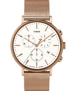 Fairfield Chronograph mit Mesh-Armreif, 41&nbsp;mm Ros&eacute;goldfarben/wei&szlig; large