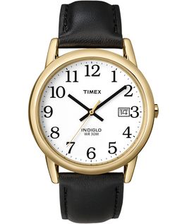 Easy Reader 35mm Leather Watch with Date Gold-Tone/Black/White large