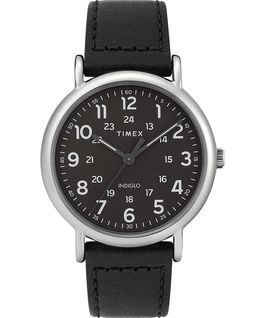 Weekender 2 Piece 40mm Leather Watch Silver-Tone/Black large