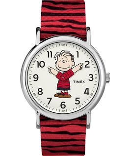 Linus 38mm Nylon Strap Watch Silver-Tone/Red/White large
