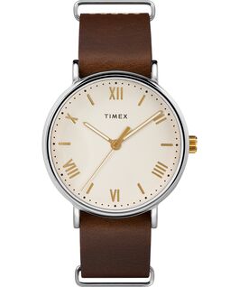 Southview 41mm Leather Watch Chrome/Brown/Cream/Gold-Tone large