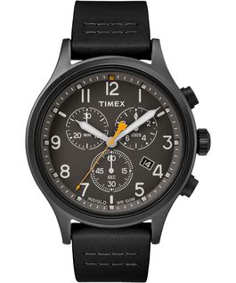 Allied Chronograph 42mm Leather Watch Black large