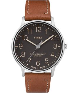 Waterbury 40mm Classic Leather Strap Watch Stainless-Steel/Tan/Black large
