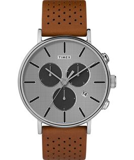 Fairfield Supernova 41mm Leather Strap Watch Brown/Silver large