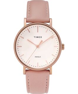 Fairfield mit Lederarmband, 37&nbsp;mm Ros&eacute;goldfarben/rosa/cremefarben large