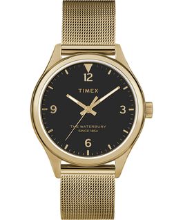 Waterbury Traditional f&uuml;r Damen mit Mesh-Armreif, 34 mm Goldfarben/schwarz large
