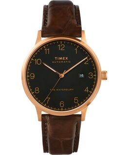 Waterbury Classic Automatic 40mm Leather Strap Watch Rose-Gold-Tone/Brown/Black large