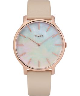 Transcend Lederarmband, 38 mm Ros&eacute;goldfarben/pink/perlmuttfarben large