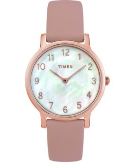 Metropolitan mit Lederarmband und Perlmutt-Ziffernblatt, 34 mm Ros&eacute;goldfarben/pink/perlmuttfarben large