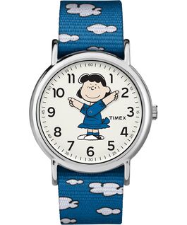 Lucy 38mm Nylon Strap Watch Silver-Tone/Blue/White large