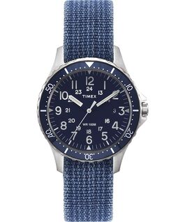 Navi Ocean mit Textilarmband zum Wenden im Stonewashed-Stil, 38 mm Edelstahl/gr&uuml;n/blau/schwarz large