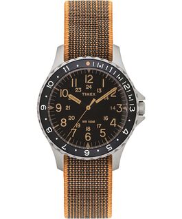 Navi Ocean mit Elastikarmband, 38 mm Edelstahl/schwarz large