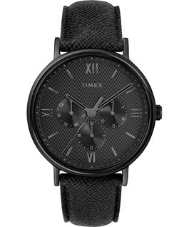 Southview Multifunction 41mm Leather Watch Black large