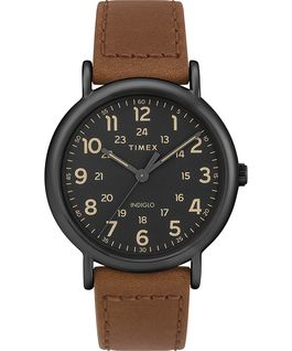 Weekender 2 Piece 40mm Leather Watch Black/Brown large