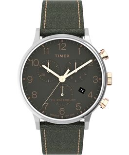 Waterbury-40mm-Classic-Chrono-Leather-Strap-Watch Stainless-Steel/Green large