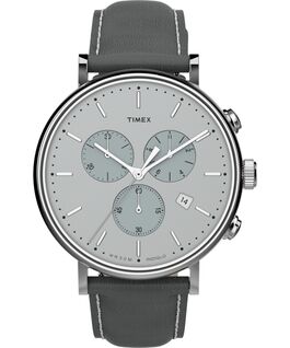 Fairfield Chronograph 41mm Leather Strap Watch Silver-Tone/Gray large