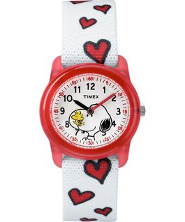 Peanuts 28mm Elastic Fabric Strap Watch Red/White large
