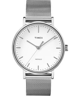 Fairfield 37mm Mesh Stainless Steel Watch Silver-Tone/White large