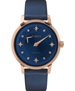 Celestial Opulence Automatic 38mm Textured Strap Watch Rose-Gold-Tone/Blue large