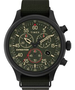 Expedition Field Chronograph 43mm Fabric Strap Watch Black/Green large