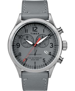 Waterbury Traditional Chronograph Numbered Dial 42mm Leather Watch Stainless-Steel/Gray large