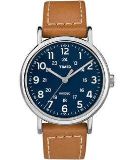 Weekender 2 Piece 40mm Leather Watch Silver-Tone/Tan/Blue large