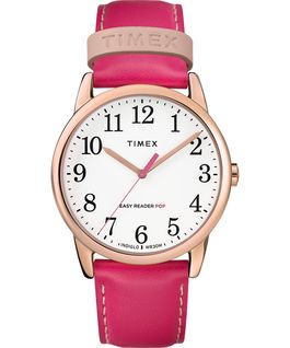 Easy-Reader-Damenuhr-exklusives-Color-Pop-Lederarmband-38-mm Ros&eacute;goldfarben/rosa/wei&szlig; large