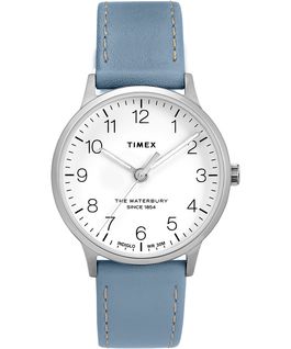 Waterbury 36mm Classic Leather Strap Watch Stainless-Steel/Blue/White large