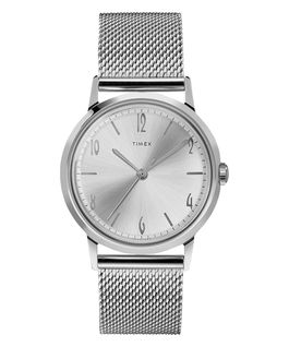 Marlin mit Handaufzug und Mesh-Metallarmband, 34&nbsp;mm Edelstahl/wei&szlig; large