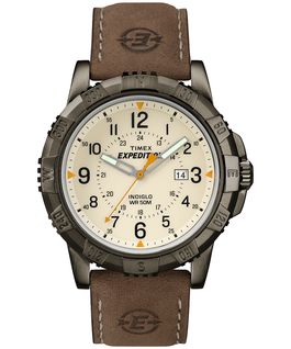Expedition Rugged Metal Analog 45mm Leather Strap Watch Gray/Brown/Natural large