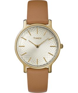 Metropolitan 34mm Leather Watch Silver-Tone/Tan large