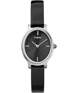 Milano Oval mit Patent-Lederarmband, 24&nbsp;mm Silberfarben/schwarz large