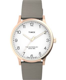Waterbury 36mm Classic Leather Strap Watch. Rose-Gold-Tone/Tan/White large
