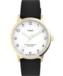 Waterbury 36mm Classic Leather Strap Watch. Gold-Tone/Black/White large